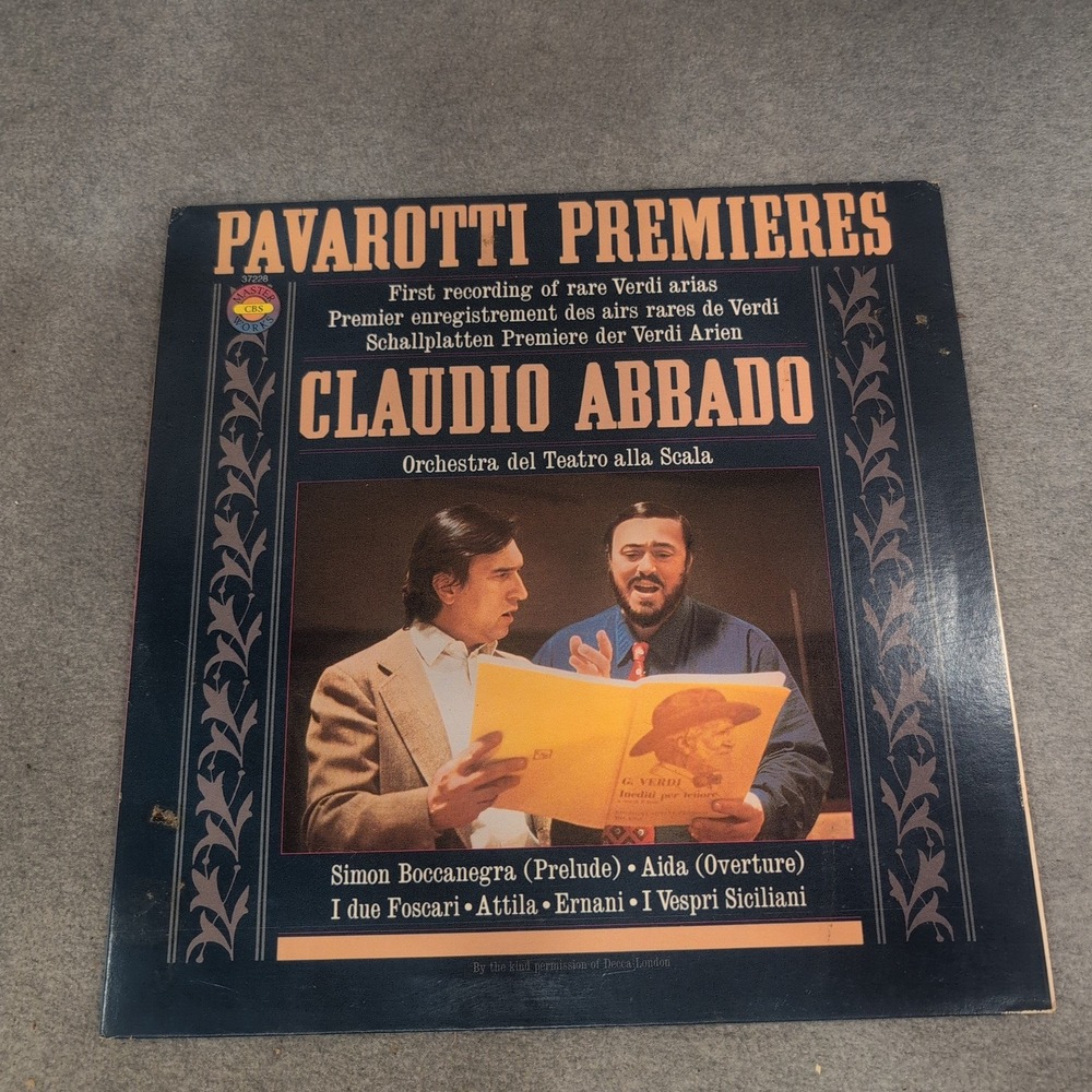 Pavarotti Premieres Verdi Claudio Abbado CBS Masterworks Vinyl LP 37228 - Picture 1 of 2